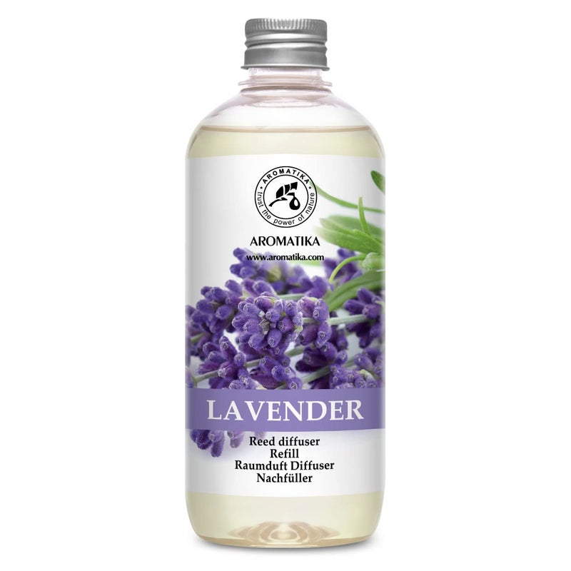 Aromatika Lavender Reed Diffuser Refill 17 Fl Oz - 500ml - Lavanda Refill - Wardrobe Freshener - Home Fragrance Oil - Air Freshener - Aromatherapy - Essential Lavender Oil Diffuser - Diffuser Refill - Image 1